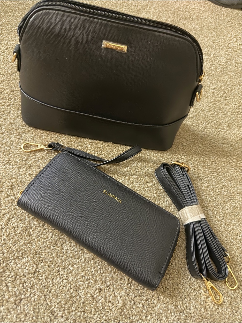 ELI M PAUL Black Crossbody Bag with Matching Wallet
